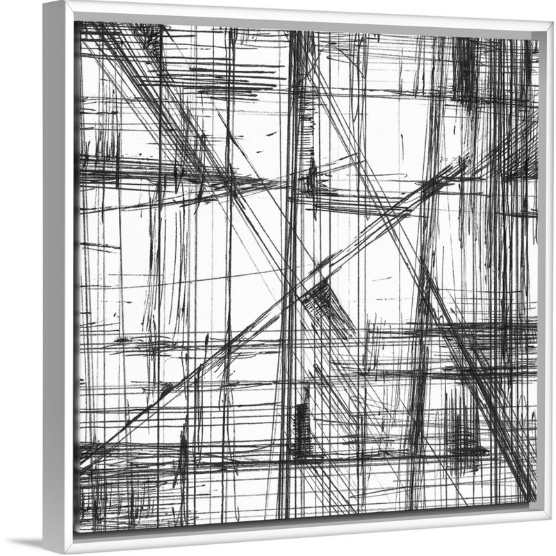 « Intersect II » par Ethan Harper-impression de dessin, H 14 po x l 14 po x 1,75 po, Cadre blanc