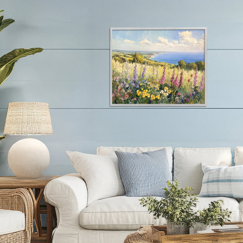 Giclée encadrée pastel Hyacinth Seaside Garden, design par Petal Prints Design, H 16 po x l 20 po