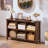 6 Cube Bookcase, Farmhouse Wood Low Storage Organizer Book Shelf, 47" Horizontal Navy Console Bookshelf With Legs, Hallway Book Case For Entryway, Display Cabinet For Living Room, Office-33435135-33435132