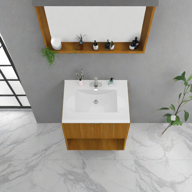 APRESSHUI 18.5'' Ceramic Rectangular Bathroom Sink with Overflow