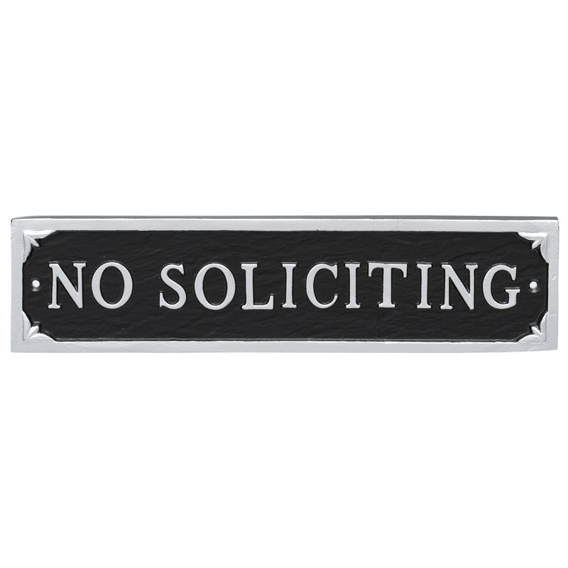 No Soliciting Statement Garden Plaque, Black/Silver