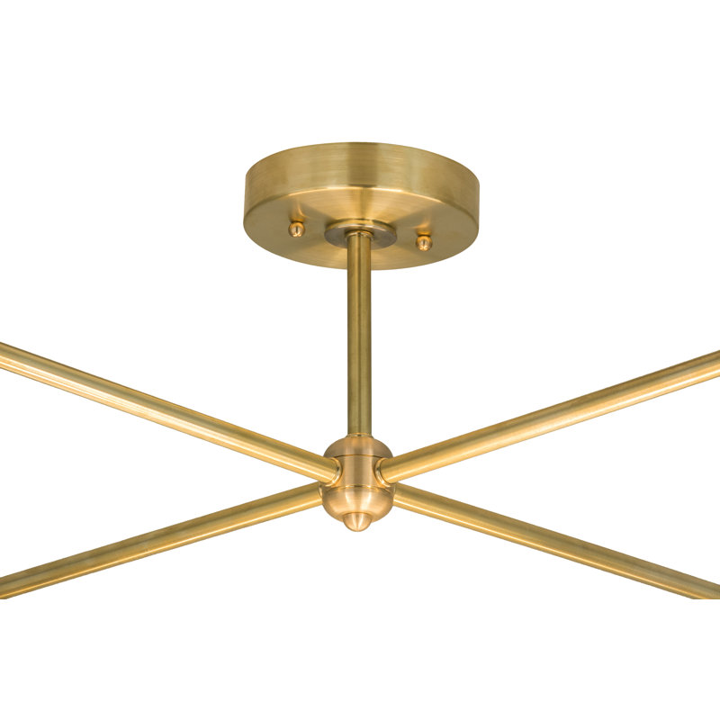 4 - Light Semi Flush Mount, Satin Brass