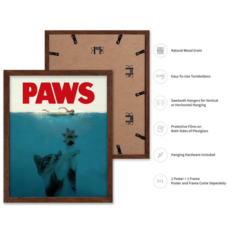 Paws, Poster, 16"H x 20"W, Brown Framed