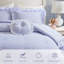 Édredon 4 pièces pour lit double / grand, accent, volant double couche, coussin rond blanc, microfibre légère double / grand, première couche, deuxième volant doux et respirant