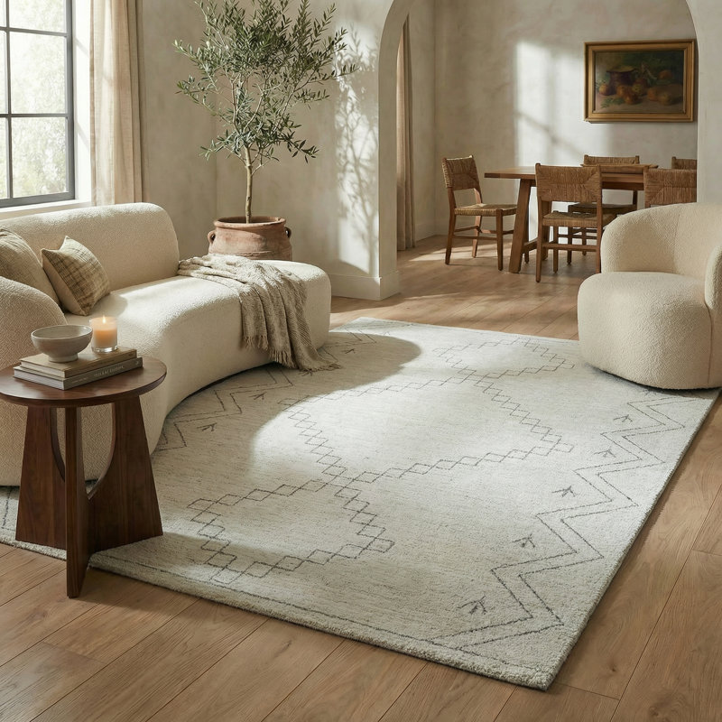 Rug Branch Avela 8' x 11' (7'10" x 10'10") Beige/Cream Boho Indoor Area Rug, Modern, Medium Pile, Stain-Resistant Carpet - Living Room, Bedroom, Dining Room, and Kitchen