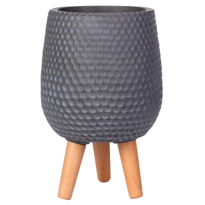 Honeycomb Style Egg Planter with Feet, 34cm H x 22cm W x 22cm D, Grey
