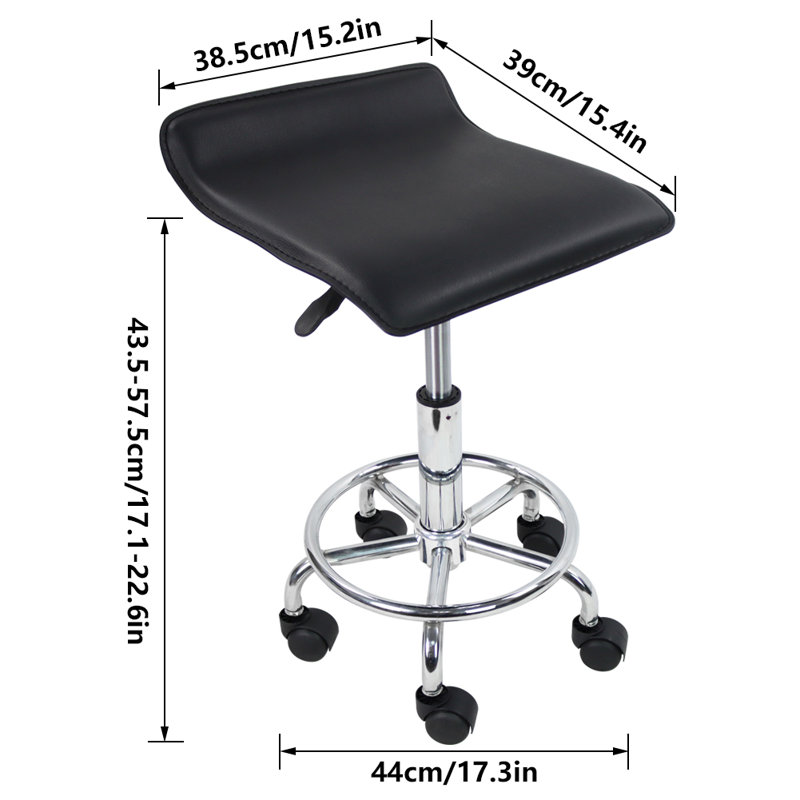 Adjustable Height Ergonomic Lab Stool with Footring and Wheels