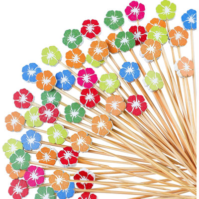 200Pcs Flower Cocktail Picks for Party
