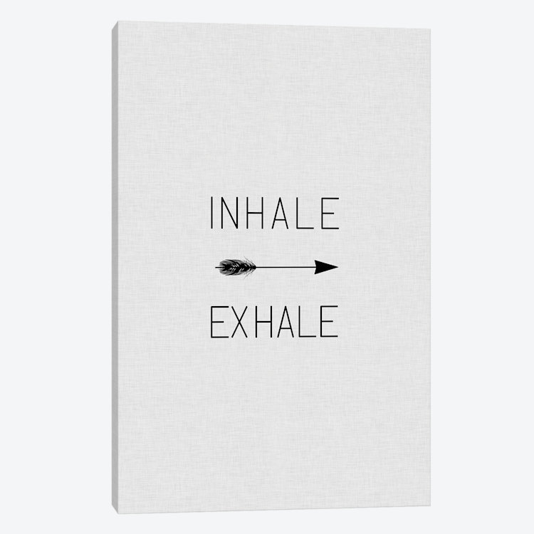 «Inhale Exhale Arrow», art textuel sur toile, H 40 po x l 26 po x P 1,5 po, Pas de tapis, Toile tendue
