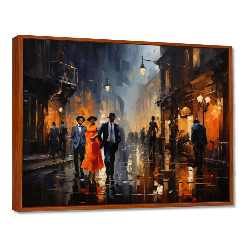 «Music In Harlems IV» - reproduction d'art sur toile, H 30 po x l 40 po x P 1,5 po, Cadre flottant brun