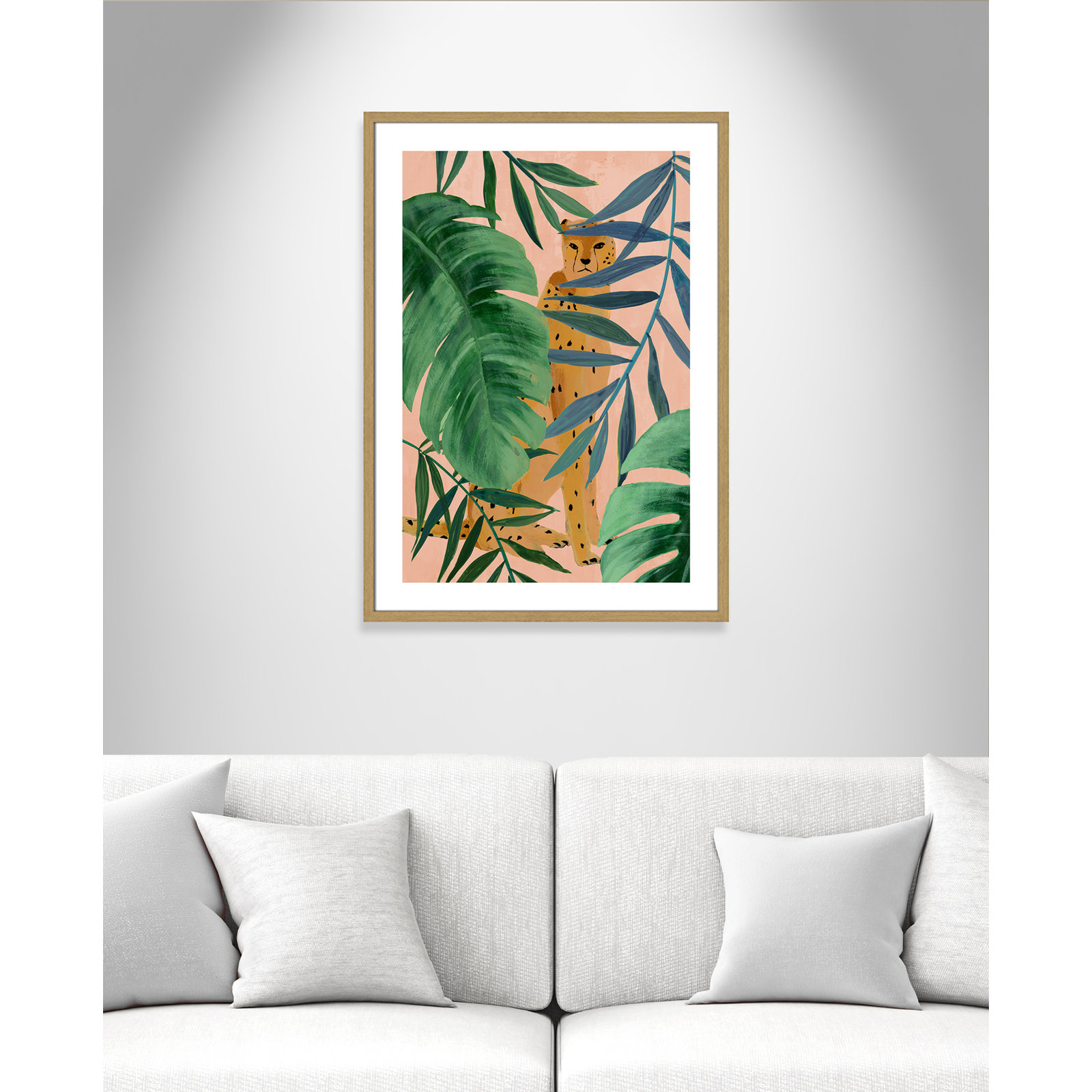 Allie "Silent Jungle" Painting by Isabelle Z, 35.5" H x 25.5" W x 0.75" D, Beige Wood Framed Paper