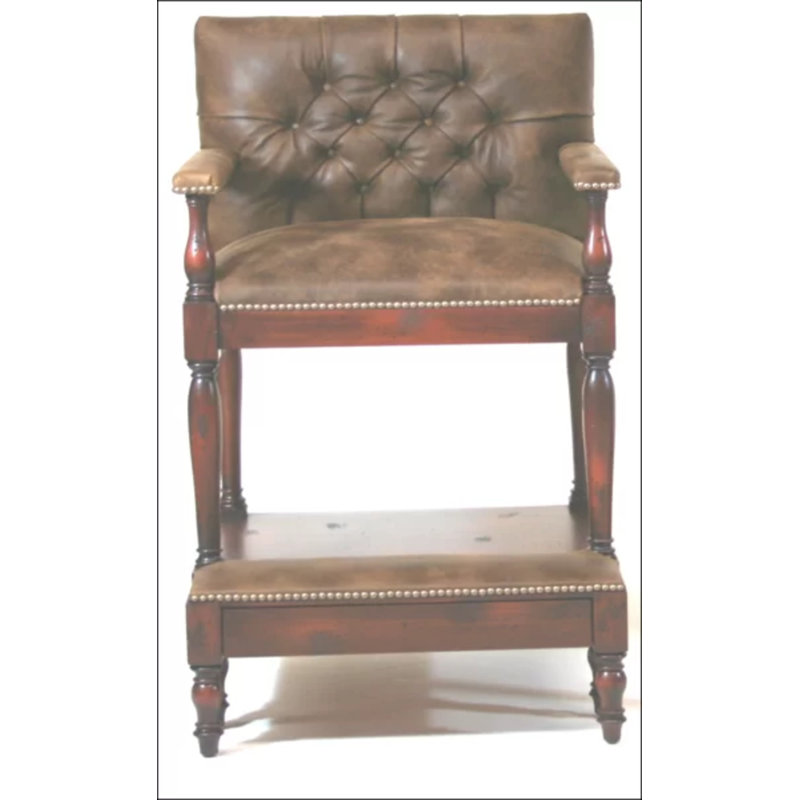 Billiard 32.5" Bar Stool, Westminster Croc Cocoa, Ebony, Natural