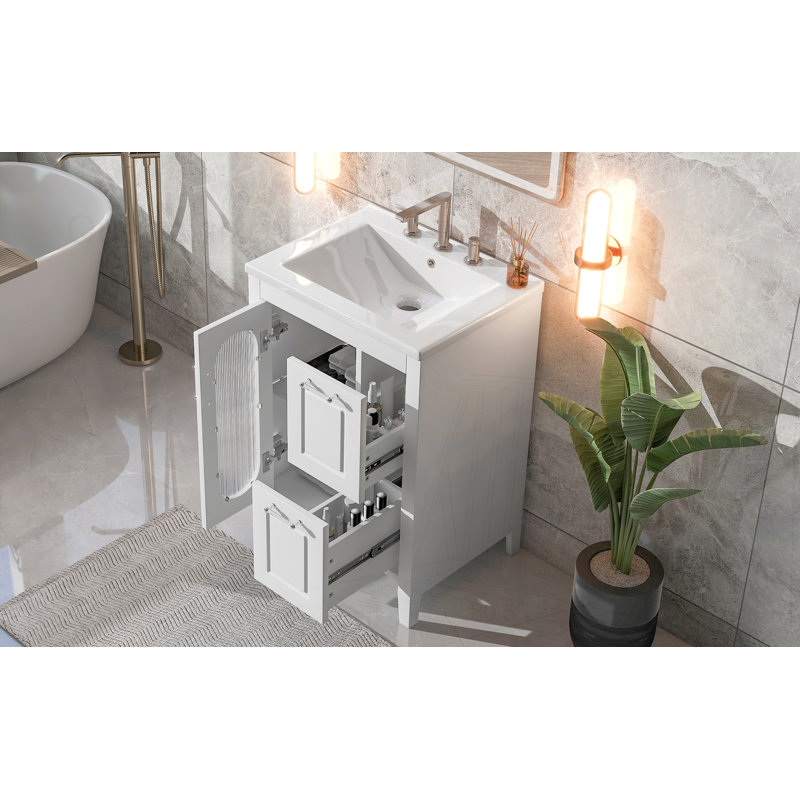 Meuble-lavabo 24 po avec lavabo, Blanc