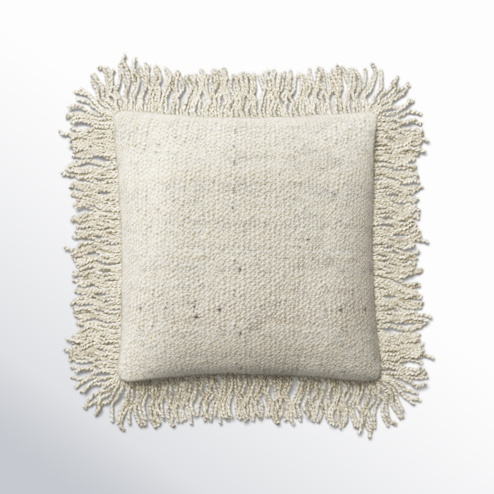 Vila Fringed Throw Pillow, Ivory, No Fill