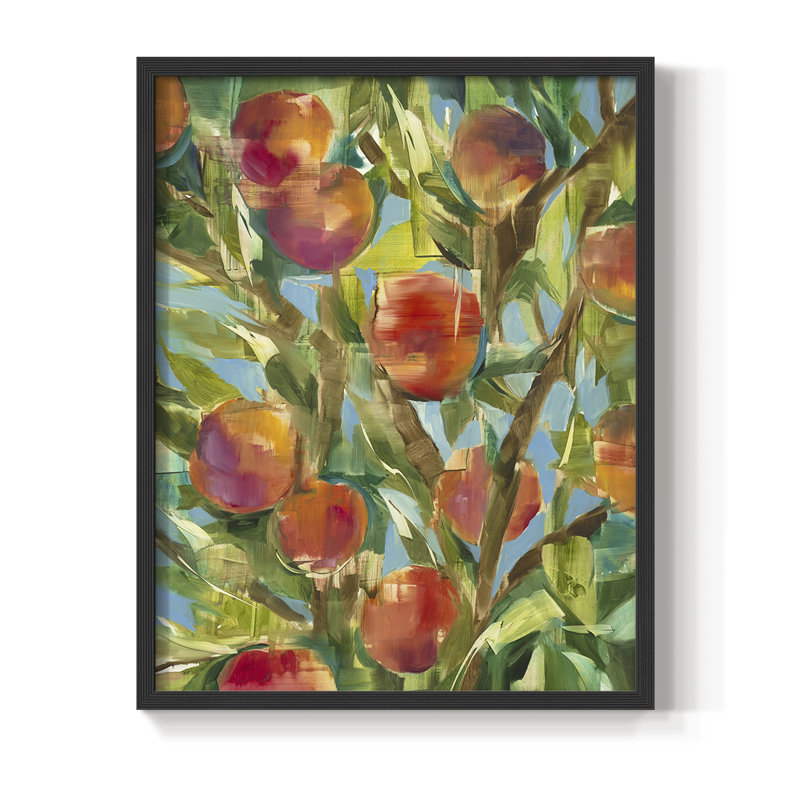 Just Peachy, reproduction encadrée - bois massif, H 21 po x l 17 po, Noir, noir, noir, noir