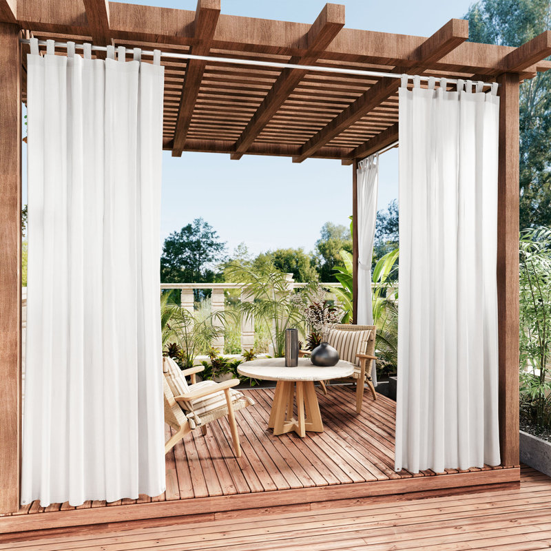 Panneau de rideau simple d'extérieur uni Antina, L 52 po x L 108 po, Blanc
