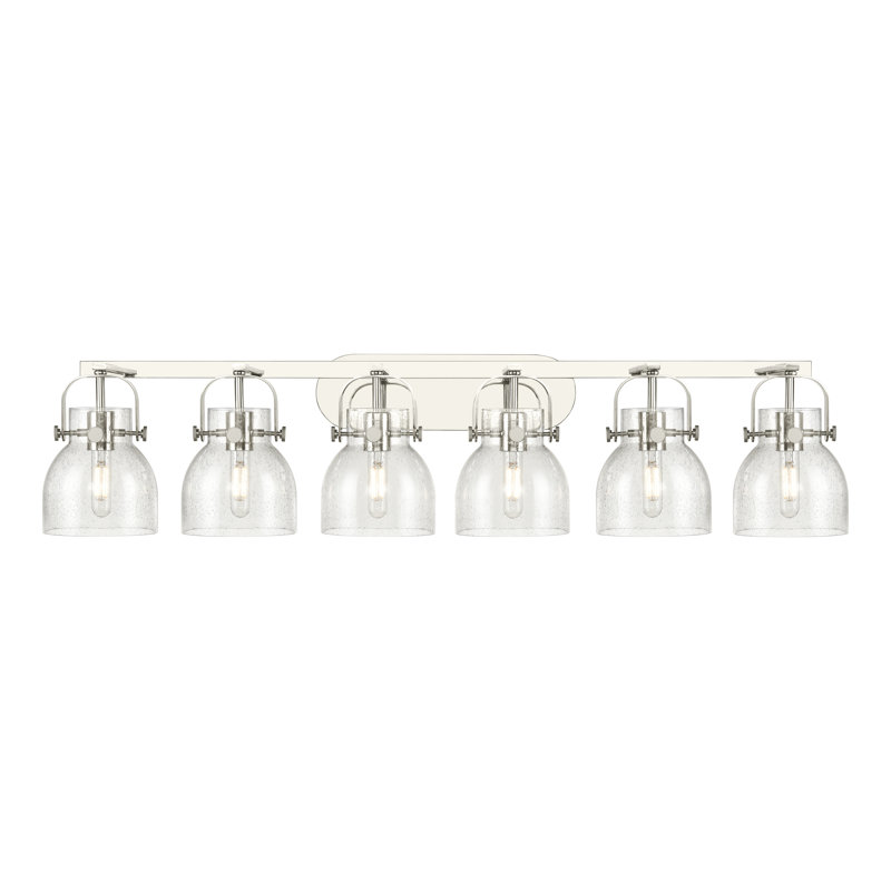 Éclairage pour meuble-lavabo mural 6 po Skycrest, Bullé, Nickel poli, Six lumières