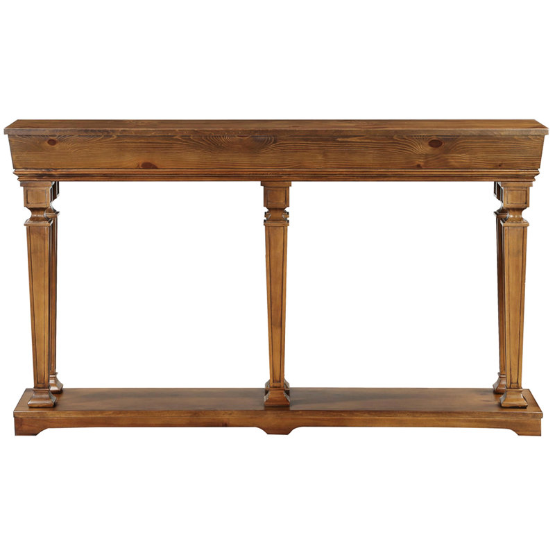Oak Console Table With Rectangular Design And Shelf Tapered Legs For Stability A Storage