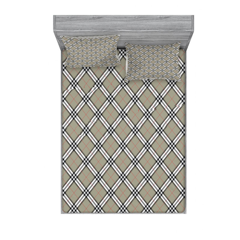 Ensemble de draps Royal Scottish Tan, Ensemble de drap pour grand lit avec drap-housse