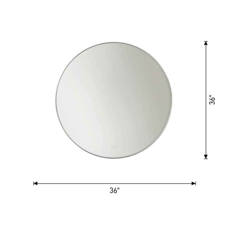 Miroir rond Cadre 36x36 de Génération Lighting , Nickel brossé, 36 po x 36 po