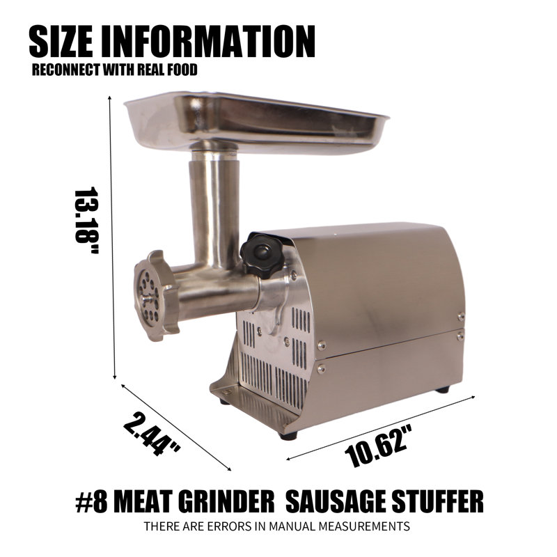 Hachoir à viande électrique commercial avec plusieurs plaques à hacher et tubes de remplissage - Acier inoxydable