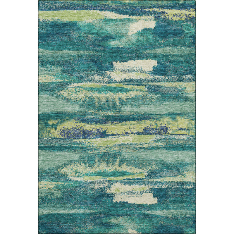 Premium Machine Washable Prisco Emerald Rug, Rectangle 8' x 10'