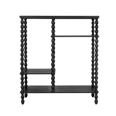 4-Tier Asymmetrical Wood Spindle-Leg Display Shelf Unit by One Allium Way