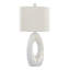 Lampe de table contemporaine en polyrésine de 29 po Pearl en polyester blanc mat, coquille naturelle et abat-jour en lin blanc de Grandview Gallery - ensemble de 2