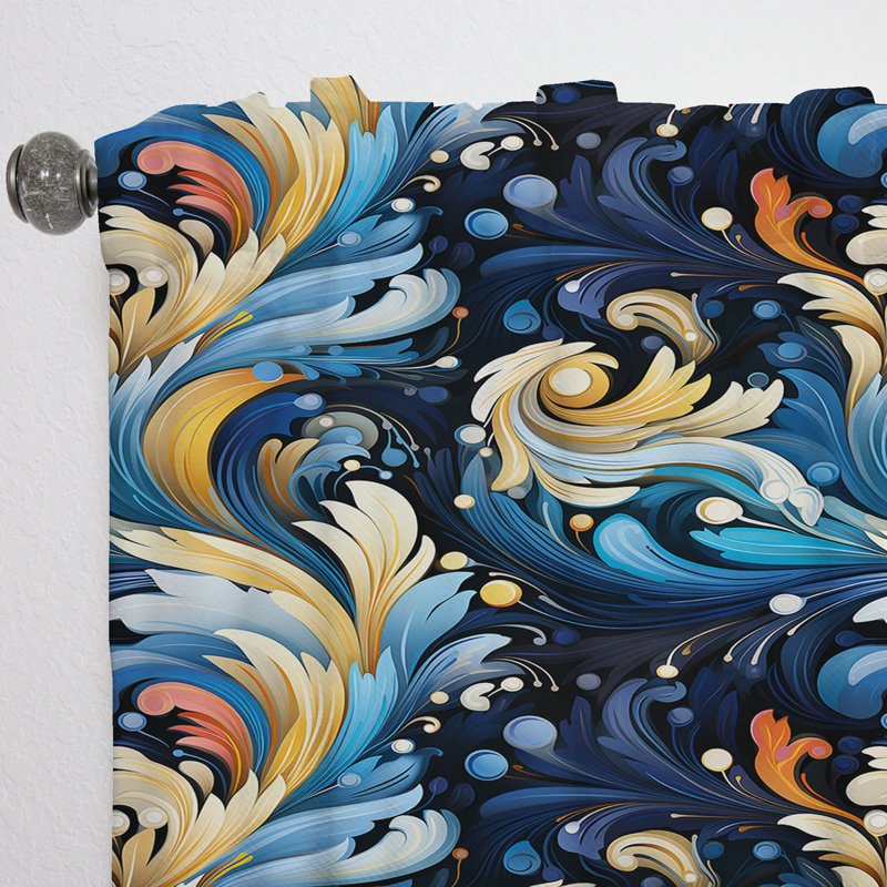 Futuriste fusion à motif cachemire III - Rideau glamour - Velours obscurcissant - 1 panneau, L 52 po x L 90 po