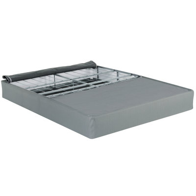9 In. Foldable Metal Mattress Box Spring Foundation Bed Base, Modern Bedroom Furniture, Gray