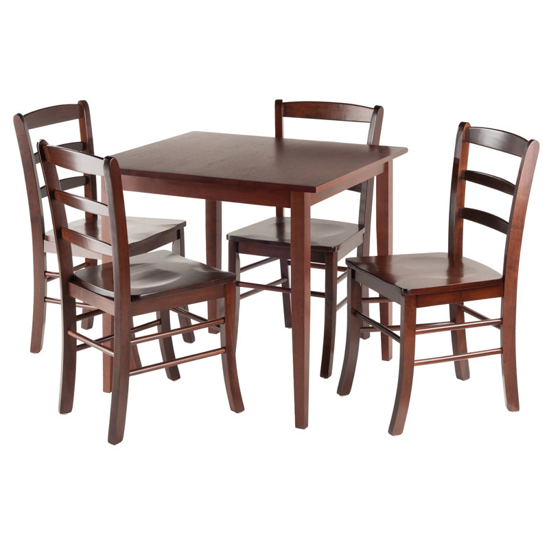 Avagrace 4 - Person Solid Wood Solid Wood Top Four Leg Dining Set, Antique Walnut