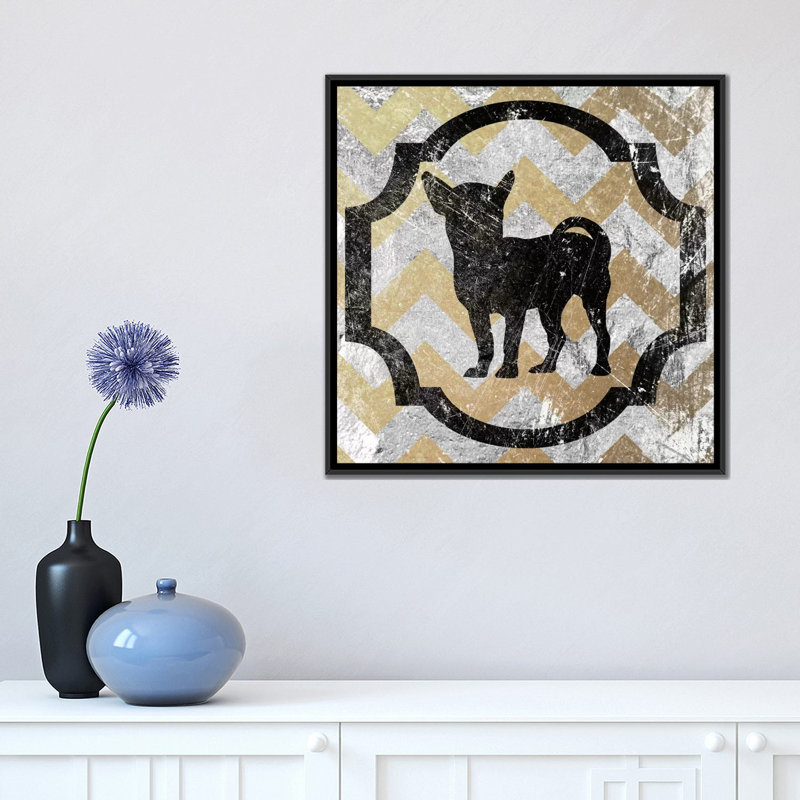 5by5collective «Chihuahua», impression sur toile tendue, Toile encadrée noire, Pas de tapis, H 18 po x l 18 po x P 1,5 po