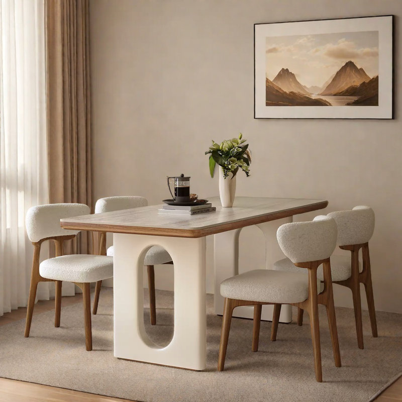 Ensemble de table de salle à manger rectangulaire en bois massif rétro, H 29,52 po x L 62,99 po x l 31,49 po