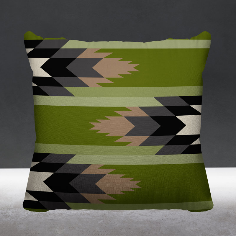 Coussin intérieur / extérieur Lansa Southwestern, Chartreuse, L 17 po x H 17 po