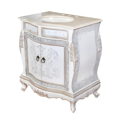 Estin 33'' Free-standing Single Bathroom Vanity with Marble Vanity Top