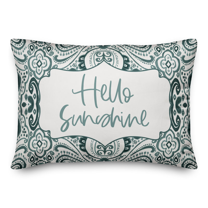 Paisley Outdoor Reversible Throw Pillow, Teal