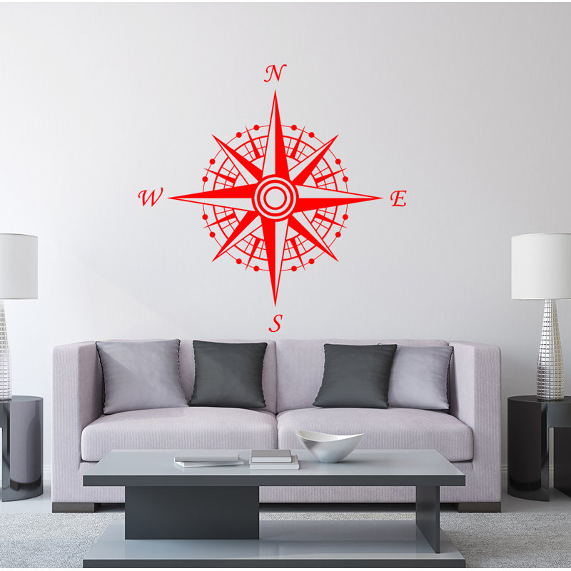 Décalcomanie murale autocollante compass, Rouge