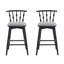 Tabouret de bar d'intérieur en bois Doria, finition noire avec revêtement gris, ensemble de 2