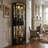 LED Corner Glass Display Cabinet With Remote, Black Finish, Gold Handles
