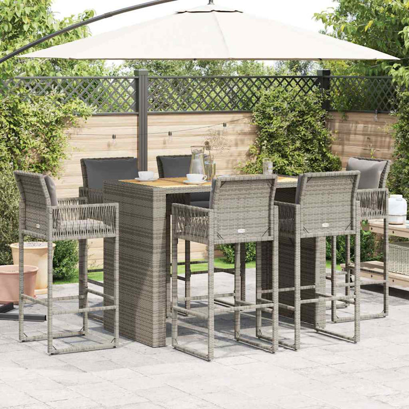 Ebern Designs Bar Set with Wicker/Rattan Frame