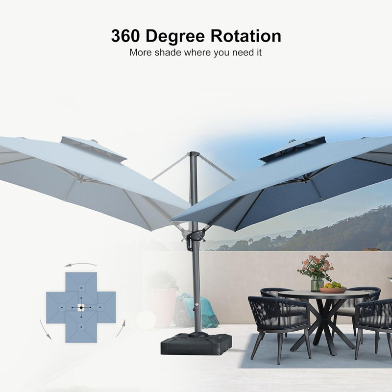 Grand parapluie de patio suspendu suspendu, Spectre denim