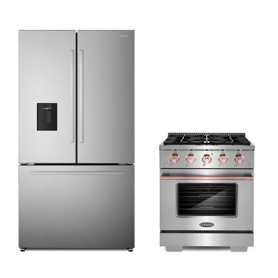 Cosmo 3 Piece Kitchen Appliance Package with French Door Refrigerator , 30'' Gas Freestanding Range -  COS-3PKG-505