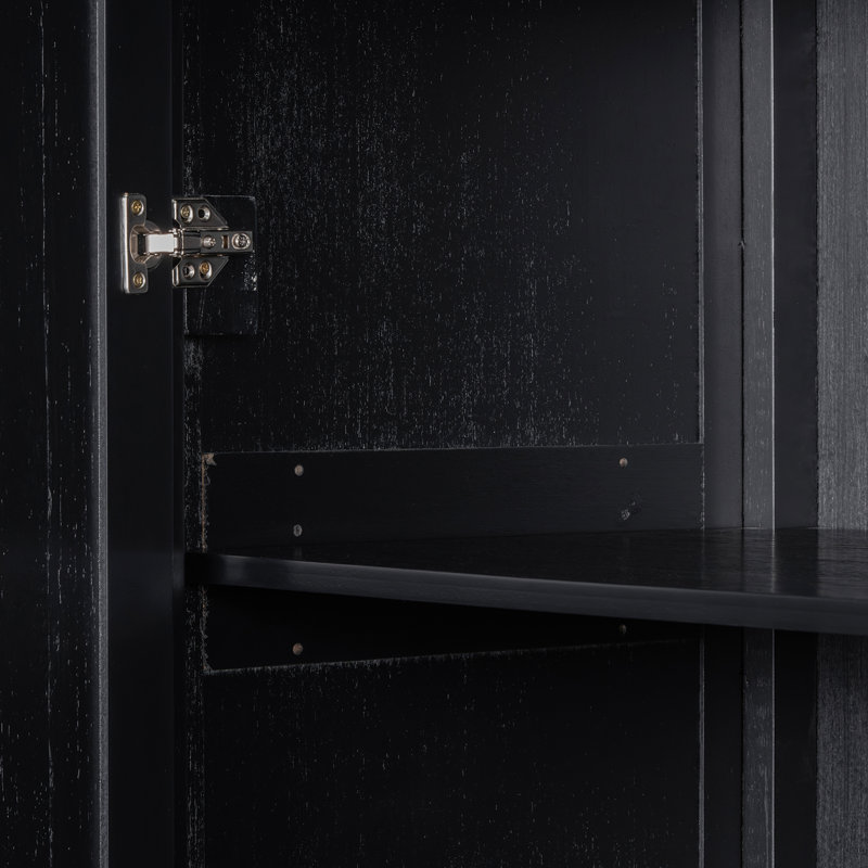 Sophisticated Oak Veneer Cabinet With Multiple Storage Functions, Black