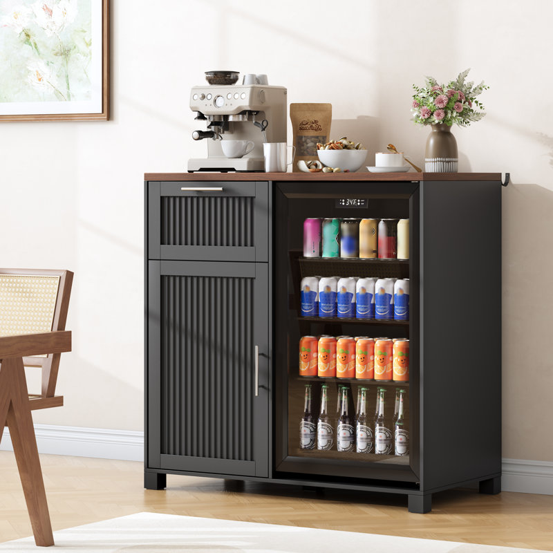 Réfrigérant cannelé de 98 cm avec tiroir, Black