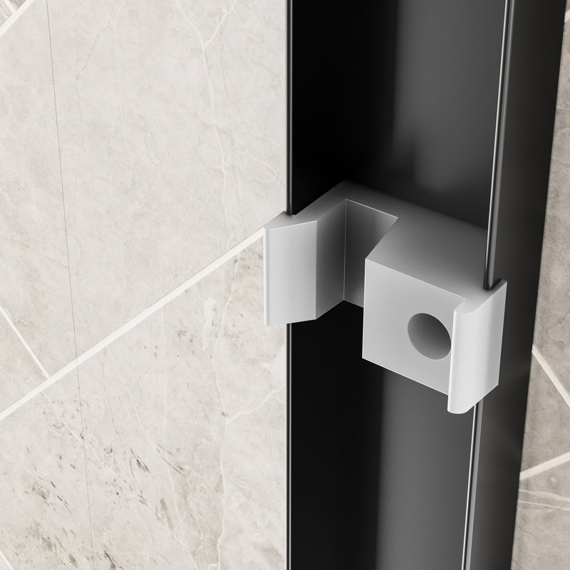 54" W X 72" H Double Sliding Shower Door With 1/4"  6Mm  Clear Tempered Glass And -Proof Film, Matte Black Aluminum Frame, Dual Stainless Steel Handles, Adjustable Width From 56" To 60", Reversible