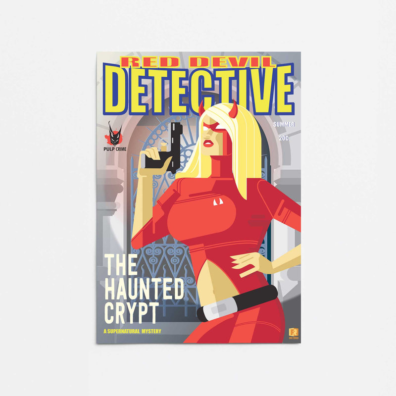 Red Devil Detective, reproduction d'art, Ne s’applique pas, H 24 po x l 18 po, Impression sans cadre