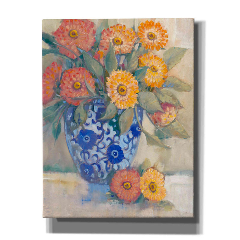 «Oriental Bouquet I» par Tim O'toole, art mural sur toile, H 34 po x l 26 po x P 1,5 po