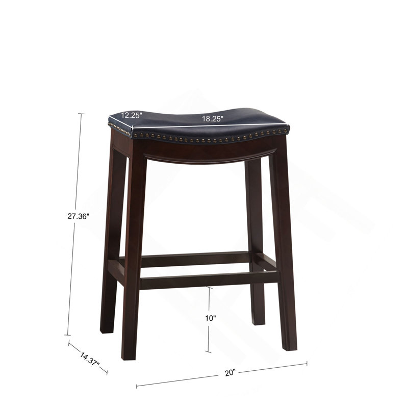 Tabouret de comptoir Saddle, Espresso, Polyester bleu