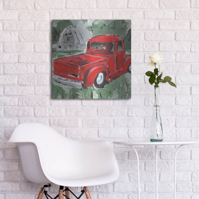  'Big Red Truck 1' by Annie Warren Metal Wall Art, 24" x 24"