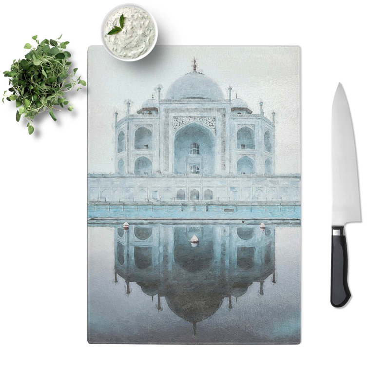 Tempered Glass The Taj Mahal in Agra India Abstract Art Cutting Board, 20 cm W x 28.5 cm L